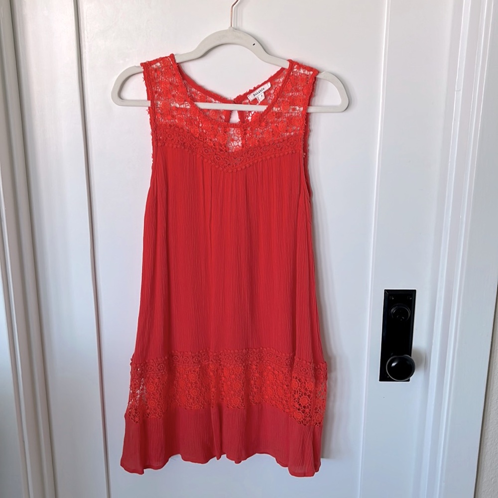 Coral/Orange Lace Accent Dress
